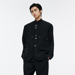 潮流黑色男女垫肩西装 西服 外套 立领金属挂钩中式 DIMC宋亚轩同款