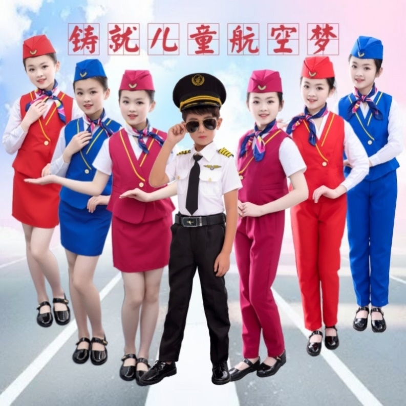 空姐机长制服儿童飞行员航空职业空少节日女童装演出服套装男童