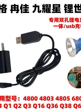 冉格 LED锂电池强光头灯 型号 T30 T10 Q32 Q39双插孔充电器usb线