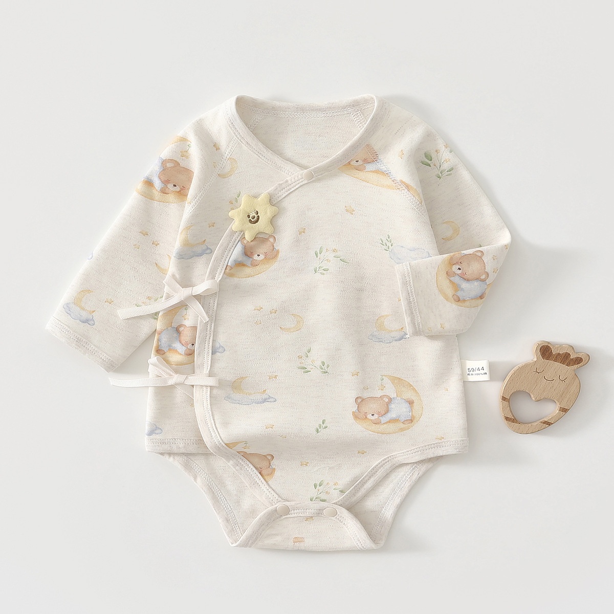 婴儿包屁衣纯棉无骨初生宝宝三角哈衣彩棉长袖睡衣新生儿衣服春秋