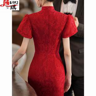 中式旗袍敬酒服新娘高级感2023新款订婚结婚礼服回门便装礼服夏季