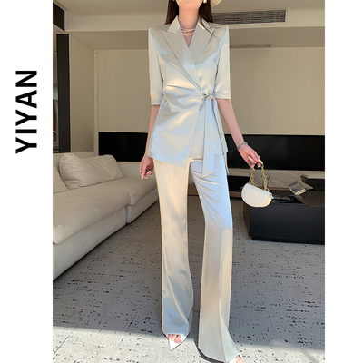 2025年新款西装套装女薄款韩版显瘦修身气质职业级感西服夏冷香槟