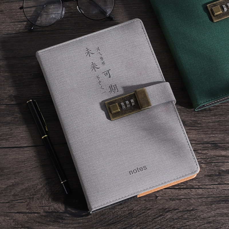 复古密码本带锁创意日记本简约大学生书写笔记本日韩加厚少女手账