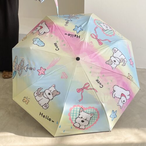 狗狗高颜值雨伞晴雨两用折叠黑胶