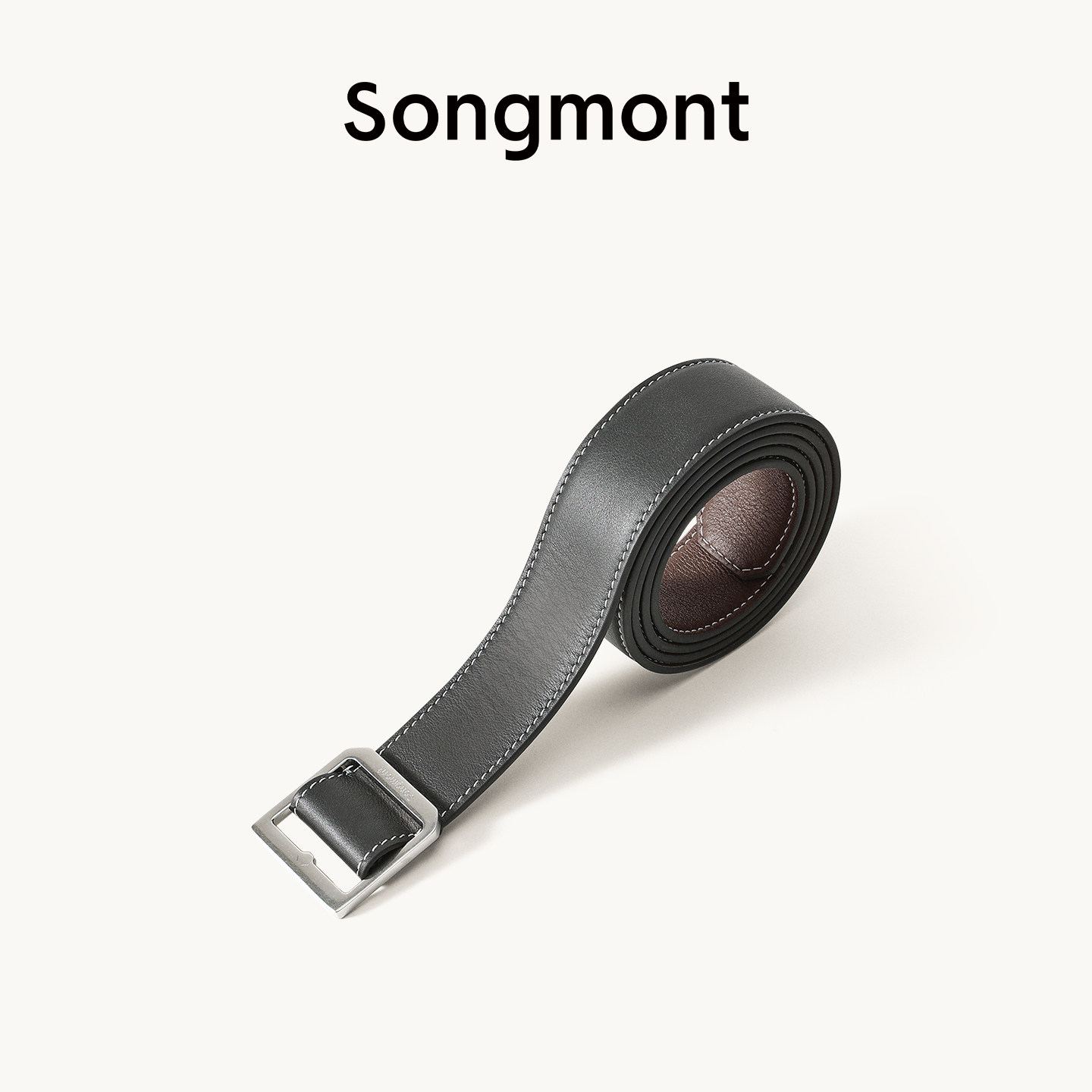 Songmont山下有松山行系列男士腰带新款黑色头层牛皮真皮带礼物