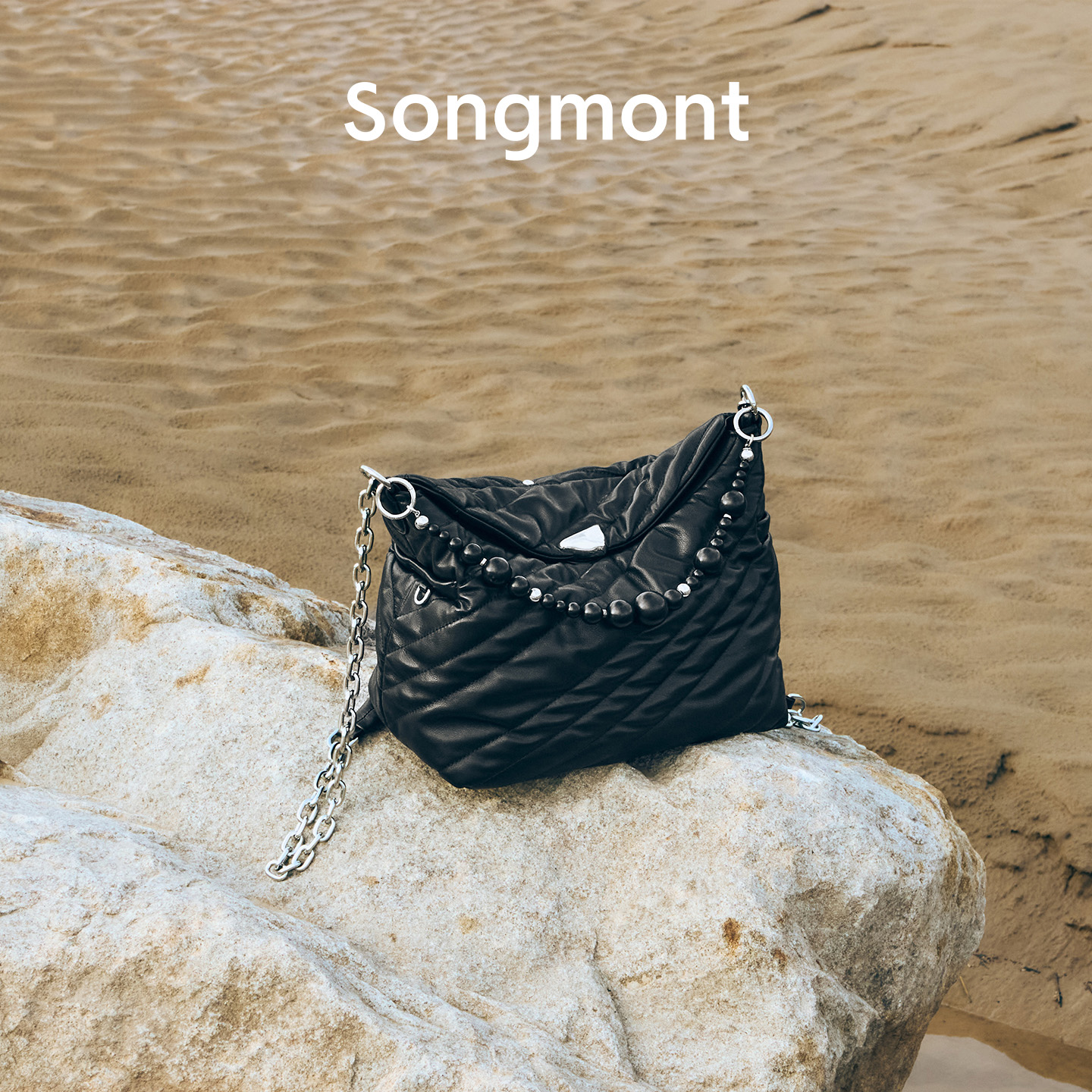 Songmont山下有松滩时系列hobo单肩斜挎手提牛皮链条通勤腋下软包