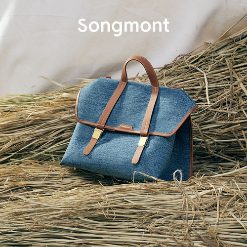 Songmont复古牛仔双肩包公文包
