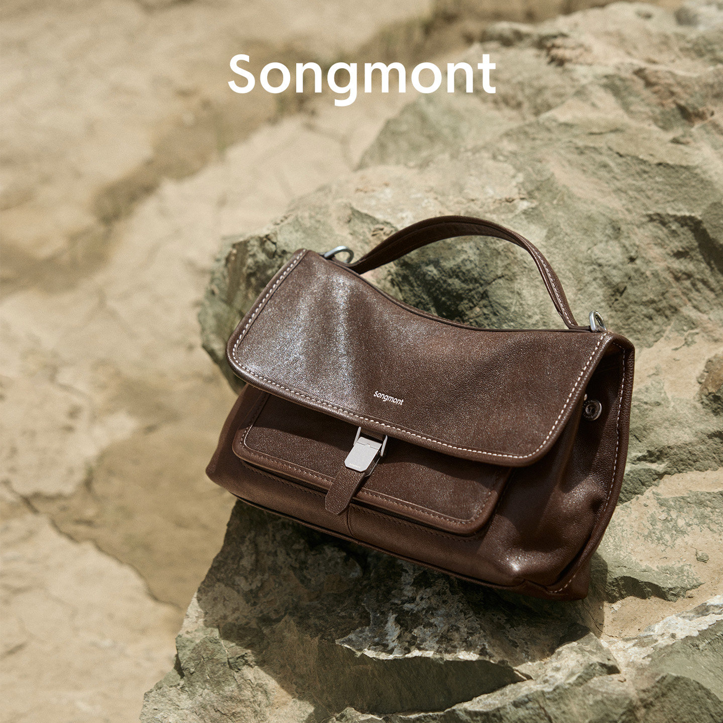 Songmont山下有松植鞣羊皮mini山行邮差包新款通勤手提单肩斜挎包