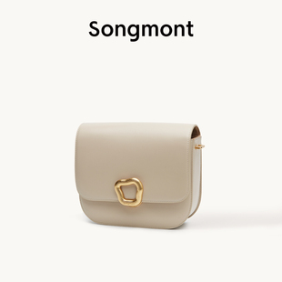 Songmont山下有松中号豆腐包重置头层牛皮设计师款 斜挎小方包