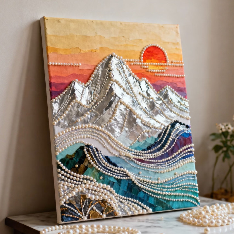 【雪山日出】风景手工珍珠画diy材料2026新款大尺寸高级感装饰画