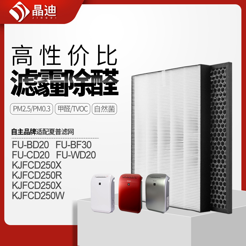 适配夏普空气净化器滤网FU-BF30/KJFCD250X/R集尘脱臭除醛过滤芯