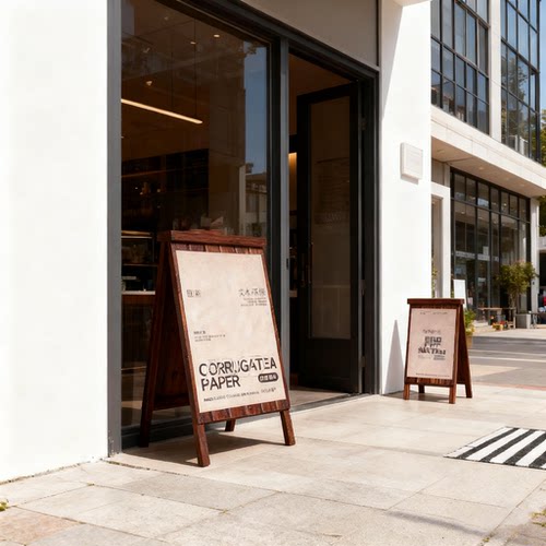 户外展示架双面海报牌防腐防水碳化木便携式宣传展架门口广告牌