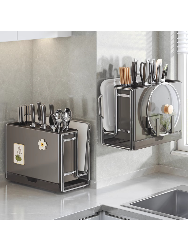 德国刀架置物架2025新款厨房放菜刀砧板一体架磁吸筷子刀具收纳架