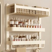 德国奶油风毛巾架卫生间置物架一体免打孔壁挂浴室洗手间浴巾架子