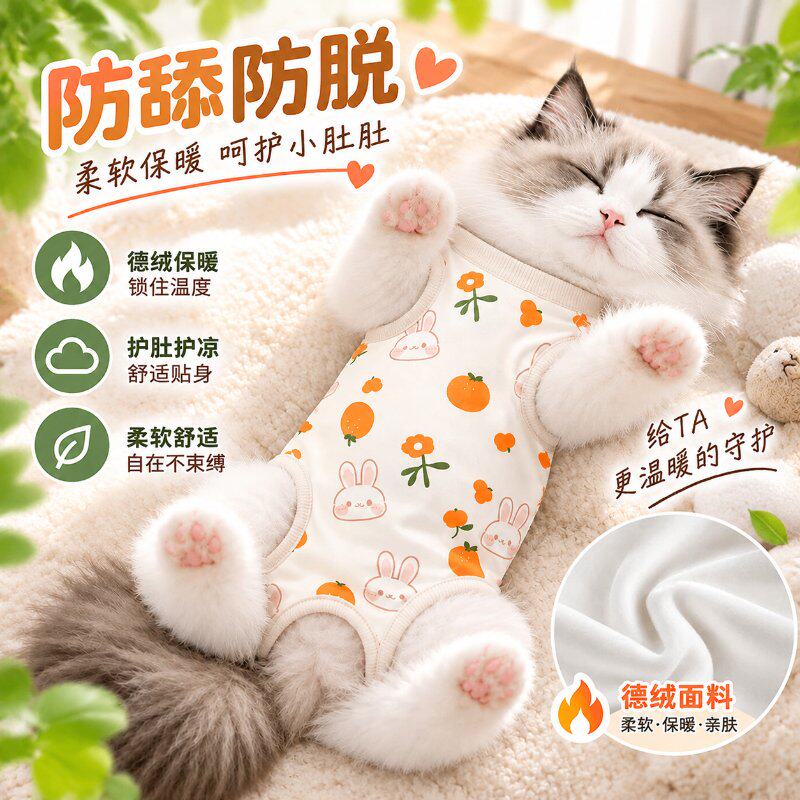 猫咪德绒加厚保暖护肚围防踢