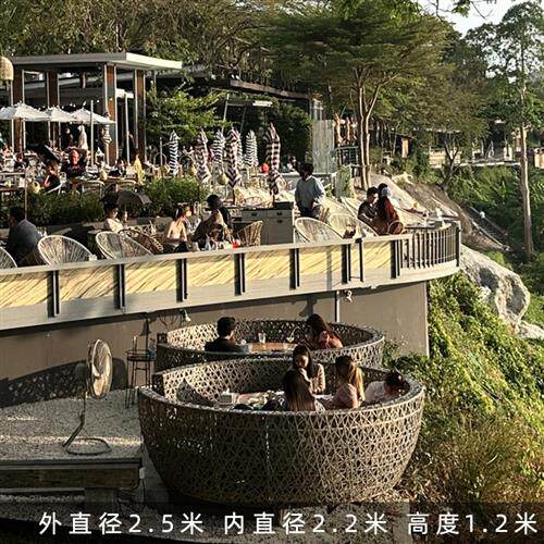 网红鸟巢卡座藤编树上鸟窝沙发造型打卡餐台景观民宿户外海边道具