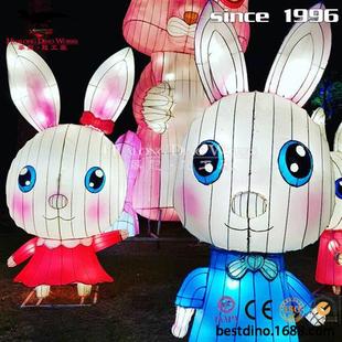 春节庆典卡通动物兔子松鼠彩灯彩车灯组模型自贡彩灯灯会工厂供货