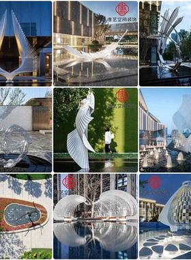 大型户外不锈钢雕塑定制园林广场房地产抽象发光金属建筑景观摆件