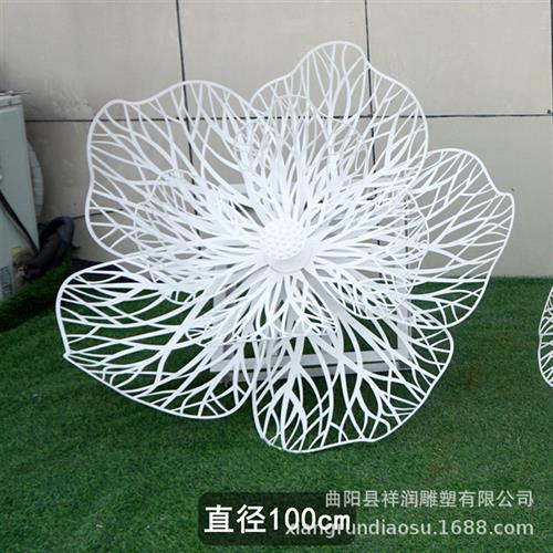 现货不锈钢镂空花朵雕塑仿真玫瑰花金属铁艺海棠花型园林景观摆件