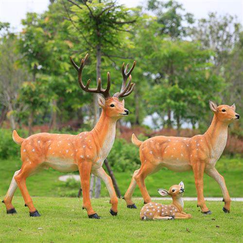 仿真梅花鹿玻璃钢雕塑摆件园林景观小品户外庭院草坪装饰动物模型