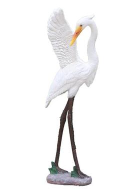 新户外仿真白鹭假山水池园区装饰摆件假动物玻璃钢雕塑大型鸟模型
