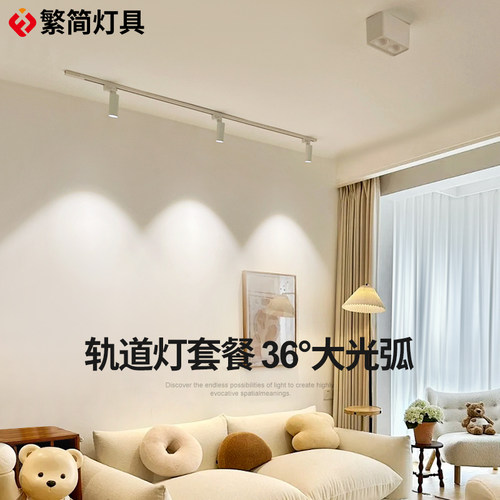 繁简轨道灯led射灯明装家用背景墙客厅小山丘导轨三色变光轨道灯