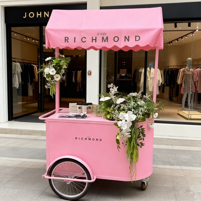 铁艺花车摆摊展示架奶茶小吃车