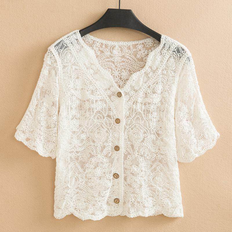 2023夏季新款蕾丝披肩短外套针织镂空开衫配吊带裙子外搭薄款上衣