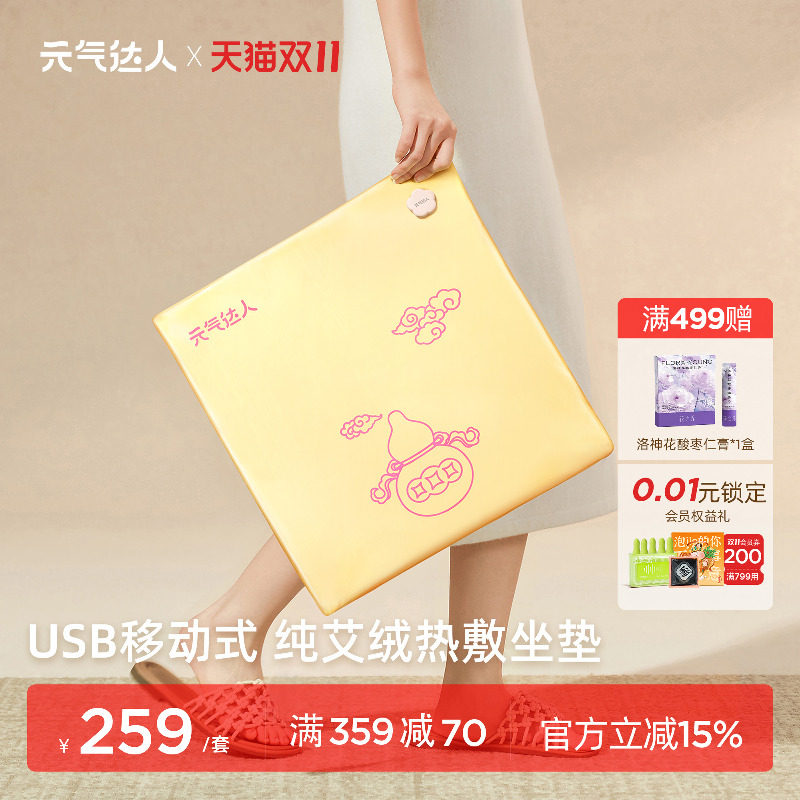 元气达人艾灸坐垫发热护腰臀