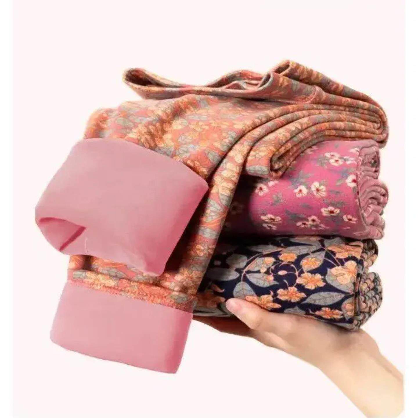 妈妈裤子加绒加厚皮裤女外穿高腰中年人冬棉裤松紧腰中老年打底裤