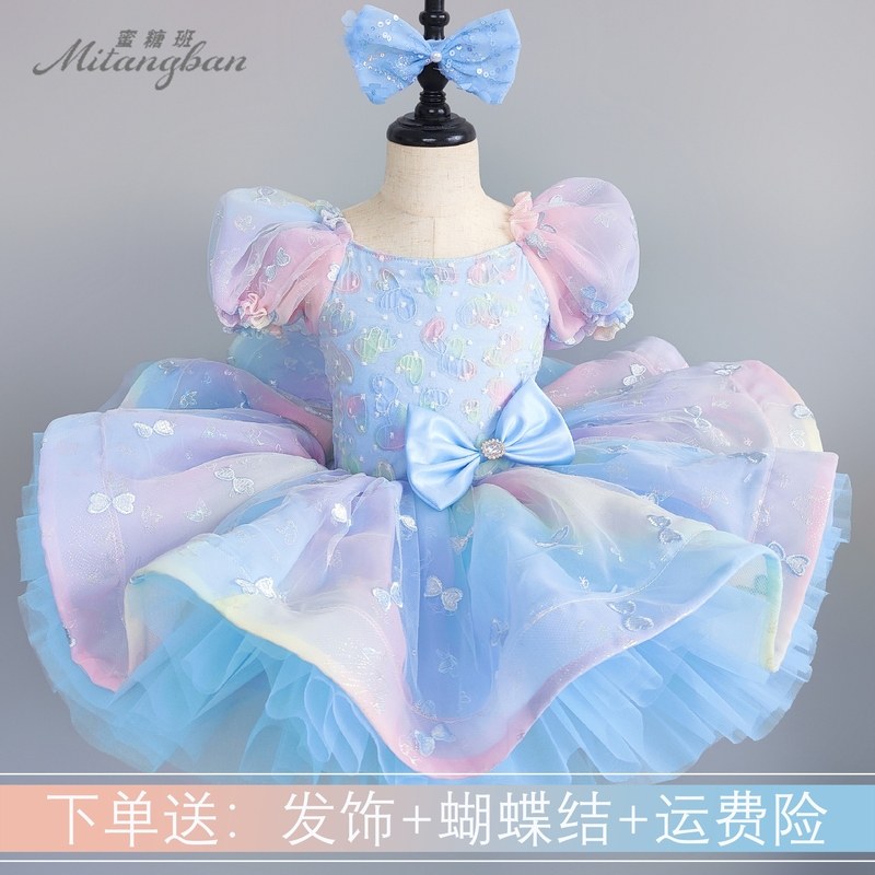 2023新款韩版潮洋气网纱公主裙女童连衣裙春夏装儿童宝宝蓬蓬裙