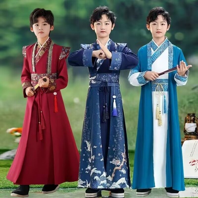 。少年中国说演出服儿童服装古装国学服三字经男童女童六一男孩夏