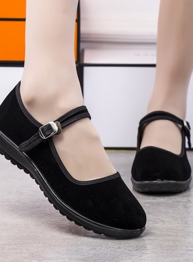 老北京布鞋女款黑色广场舞鞋老婆婆鞋民国学生女式鞋表演休闲鞋子
