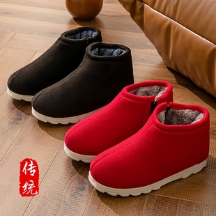 传统纯手工老式棉鞋男女居家保暖厚实蚌壳两片瓦灯芯绒毛呢包邮
