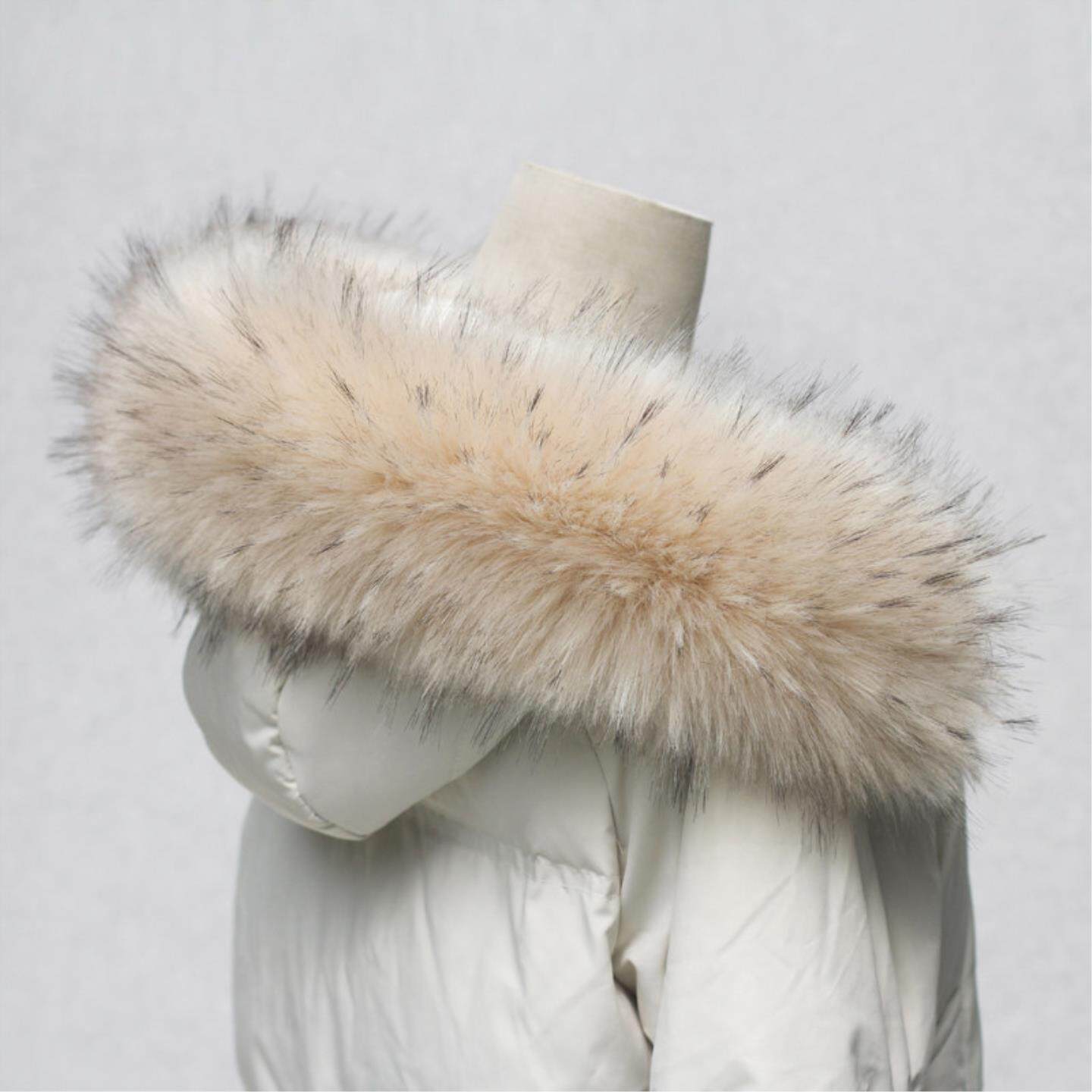 大衣毛领单卖超大百搭通用羽绒服帽子貉子毛防真毛派克服白色毛领