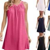 连衣裙 Sleeveless Hollow 镂空钩针无袖 Hook Knit Beach Dress