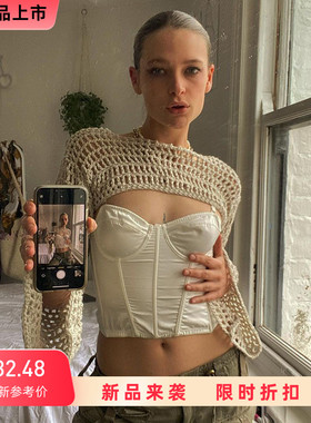 Hollowed out flared sleeve blouse 纯色宽松镂空喇叭长袖罩衫女