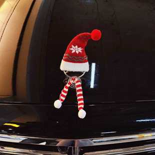 奔驰立标装饰品新年雪花圣诞帽车标头套春节元旦汽车配饰氛围布置