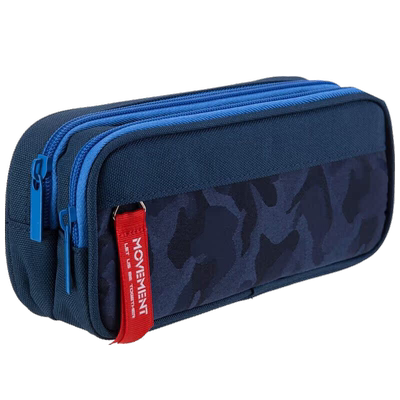 得力大容量帆布三层笔袋