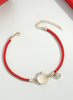 欧美新款圣诞新年礼物创意苹果红绳手链学生生日礼品手环手饰批发