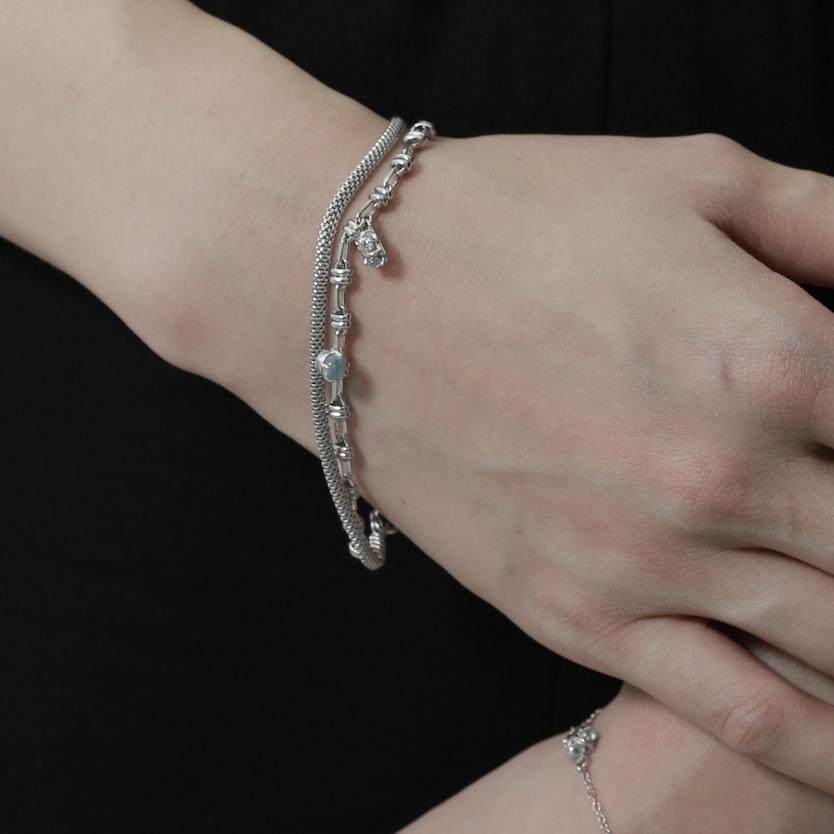 【新品】SUSI SOMOS 察星双链手链纯银设计师水晶手工银饰