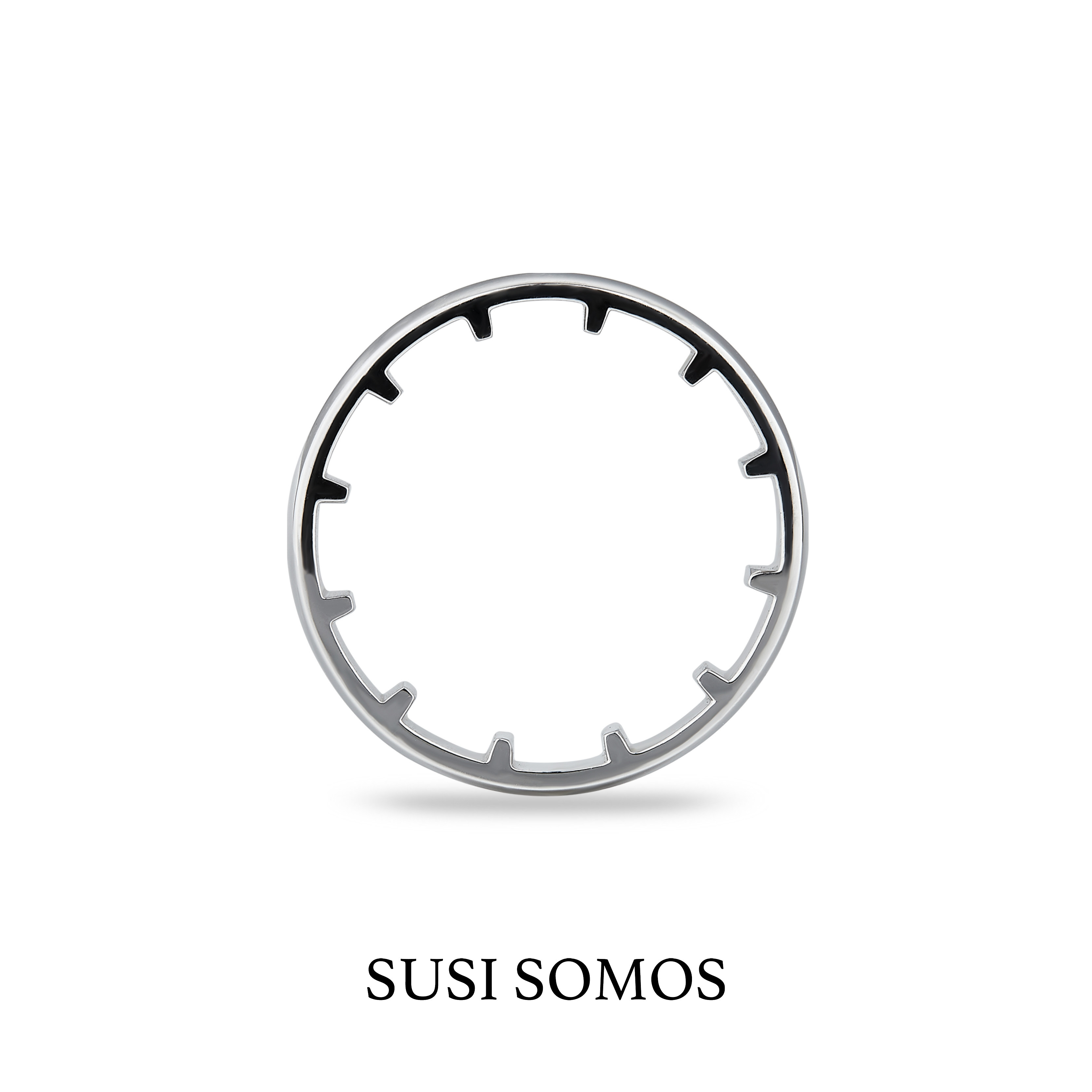 SUSISOMOS简约银男女时钟戒指