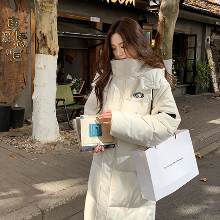 白色羽绒服女冬季中长款棉服加厚爆款外套2024新款面包服反季清仓