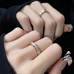 钛钢不掉色 洗手免摘高级感轻奢白色贝母网红简约镀14K金女戒指环