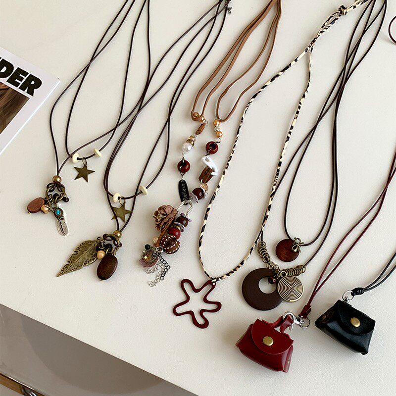 新中式复古民族风长款吊坠女小众百搭叠戴韩系时尚潮流配饰项链