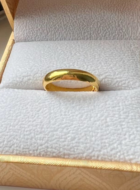 极简小众设计18K包金光面素圈