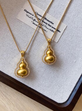 金店同款福禄古法沙金葫芦项链