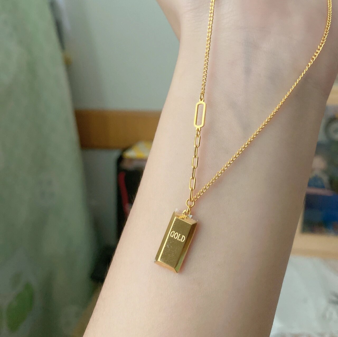 暴富小金条项链女小众设计锁骨链