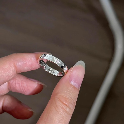 S925纯银四芒星戒指女小众设计