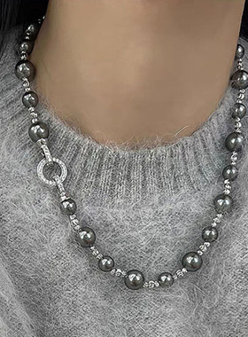 倪妮同款大溪地灰色珍珠项链高级
